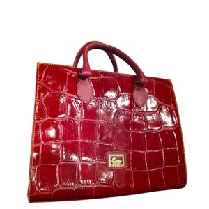 Dooney & Bourke Dune Croc-Embossed Leather Satchel in Crimson Red